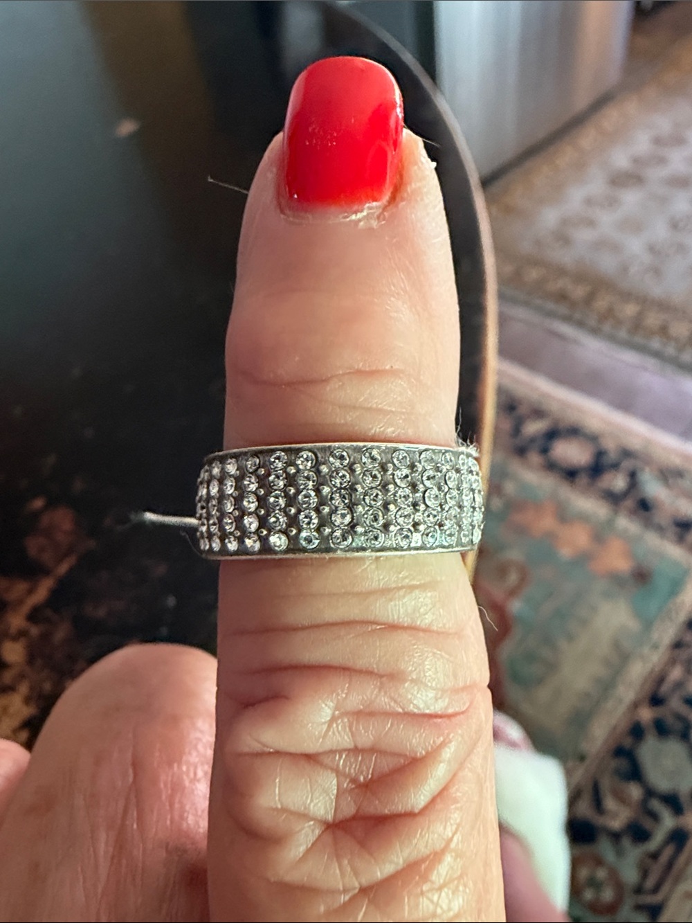 Brighton Silver Multi-Row Crystal Band Ring
